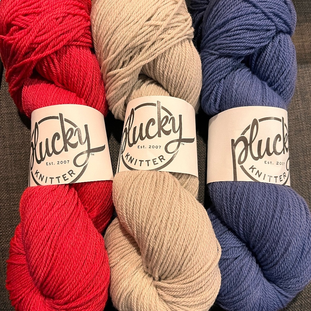 Yarn -- The Plucky Knitter Rambouillet 3 skein lot